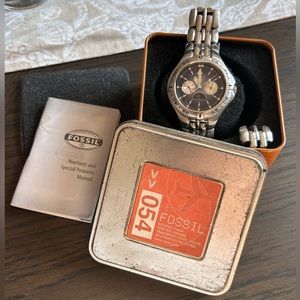 Fossil Blue Moon Phase Men’s Watch Blue Dial Stainless Bracelet